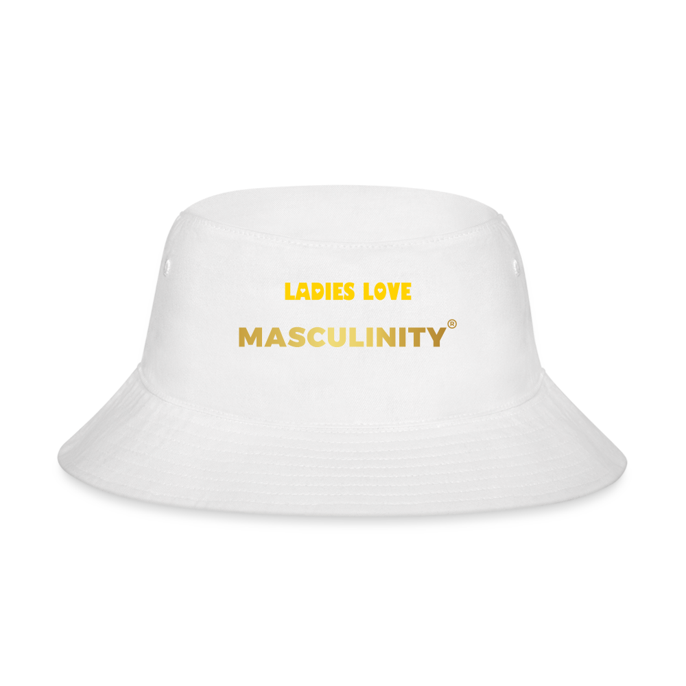 LADIES LOVE MASCULINITY BUCKET HAT - white