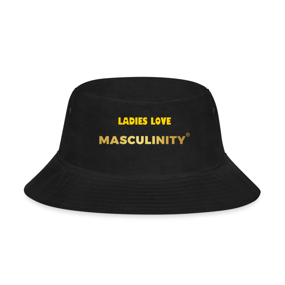 LADIES LOVE MASCULINITY BUCKET HAT - black