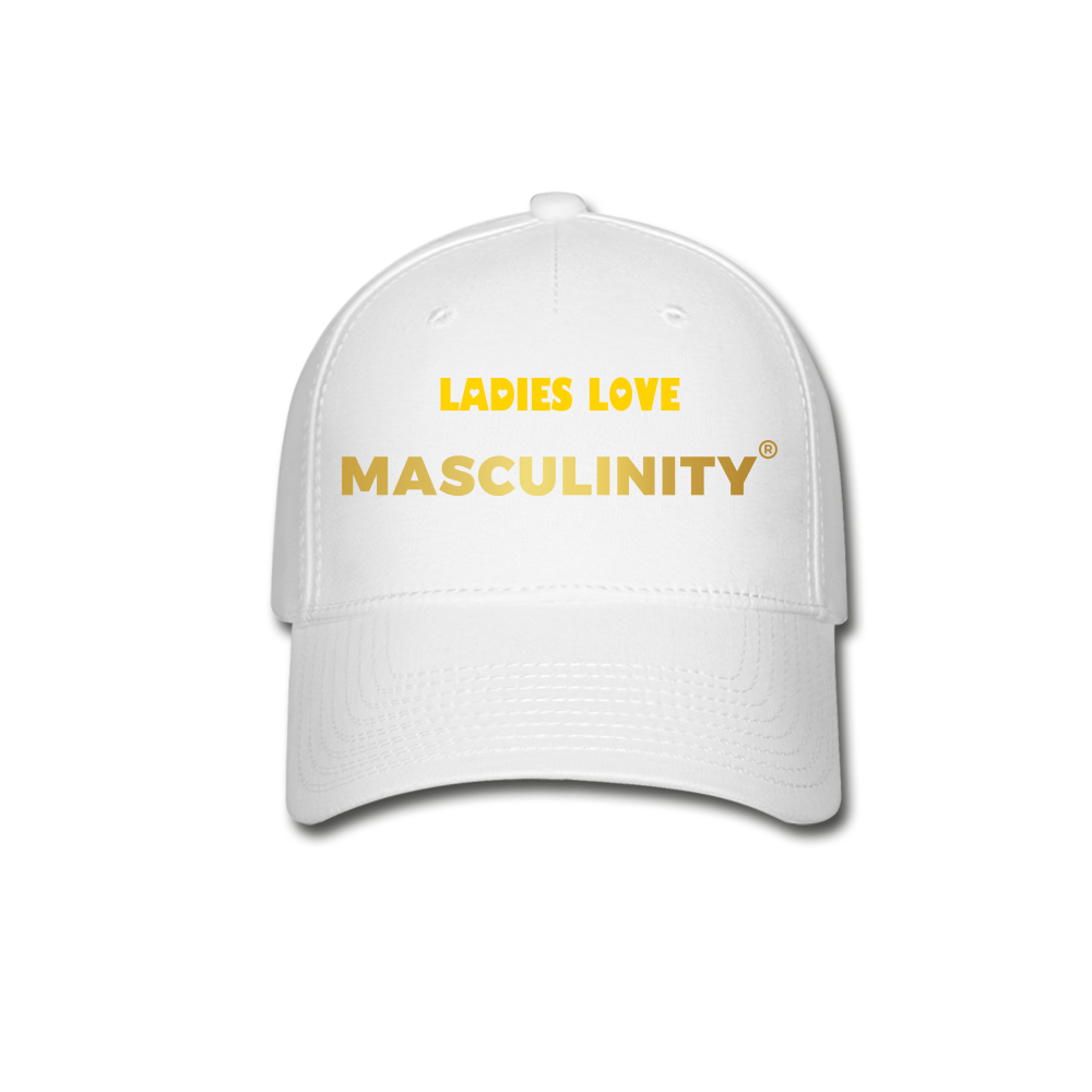 LADIES LOVE MASCULINITY FLEX FIT BASEBALL CAP - white