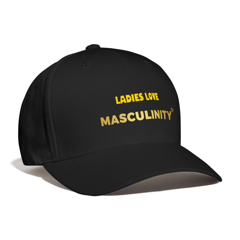 LADIES LOVE MASCULINITY FLEX FIT BASEBALL CAP - black