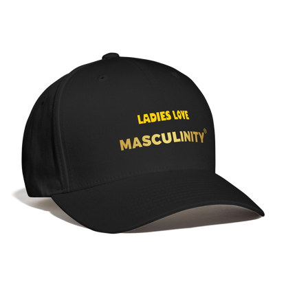 LADIES LOVE MASCULINITY FLEX FIT BASEBALL CAP - black