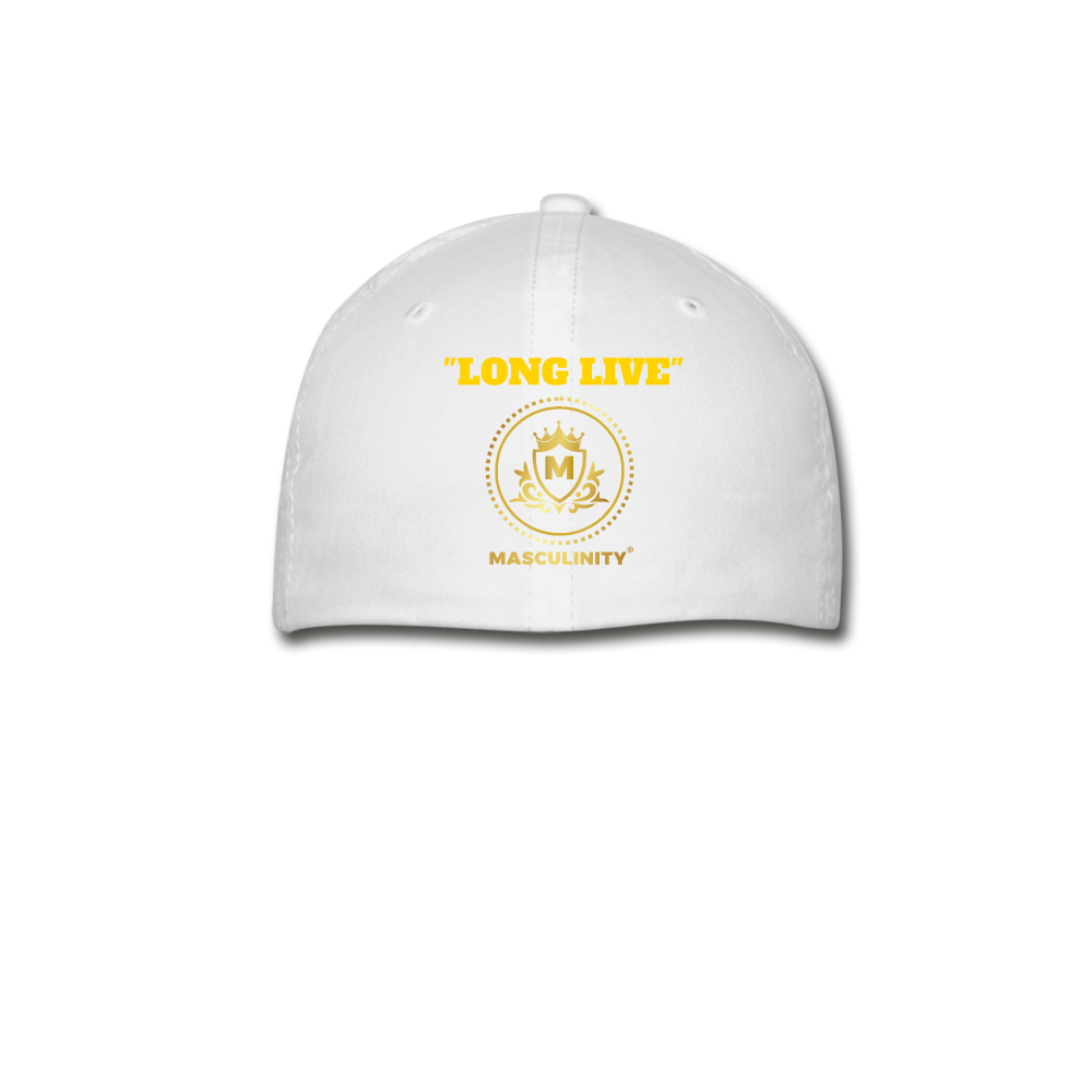 THE MAN KING/ LONG LIVE MASCULINITY FLEX FIT BASE BALL CAP - white