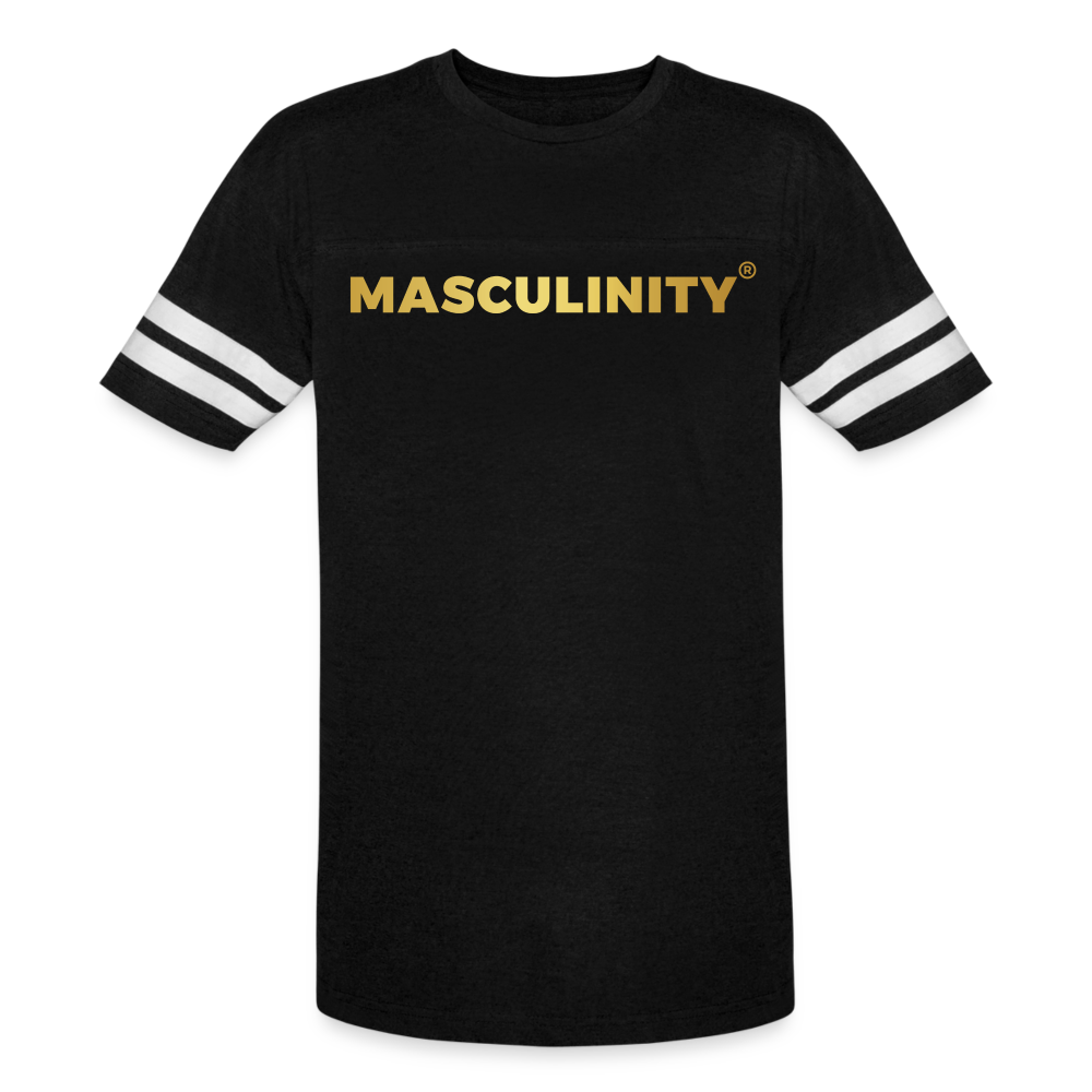 Masculinity Vintage Stripped Sleeve Sport T-Shirt - black/white