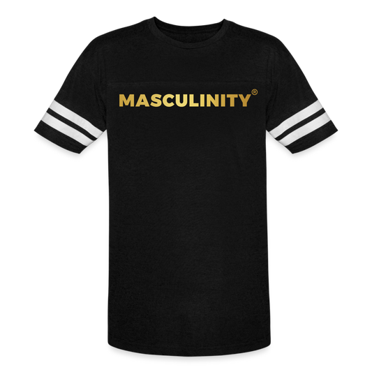 Masculinity Vintage Stripped Sleeve Sport T-Shirt - black/white