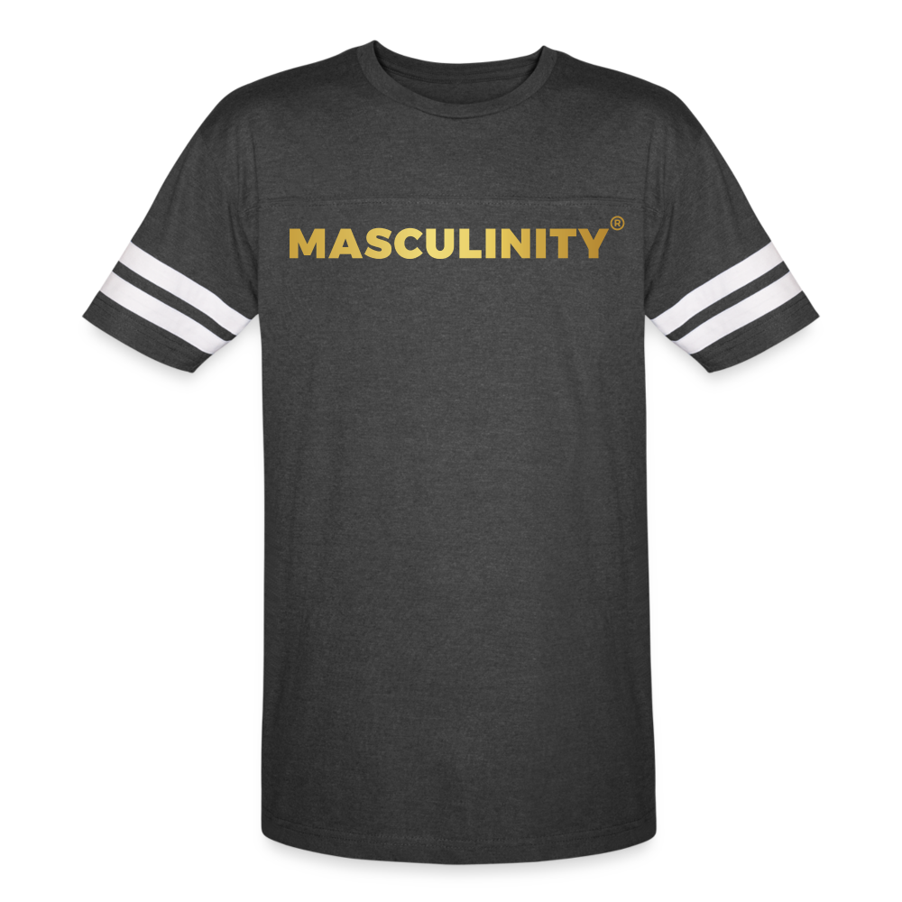 Masculinity Vintage Stripped Sleeve Sport T-Shirt - vintage smoke/white