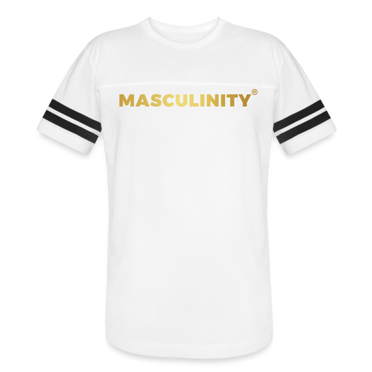 Masculinity Vintage Stripped Sleeve Sport T-Shirt - white/black