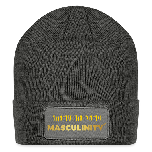 Melanated Masculinity Patch Beanie - charcoal grey