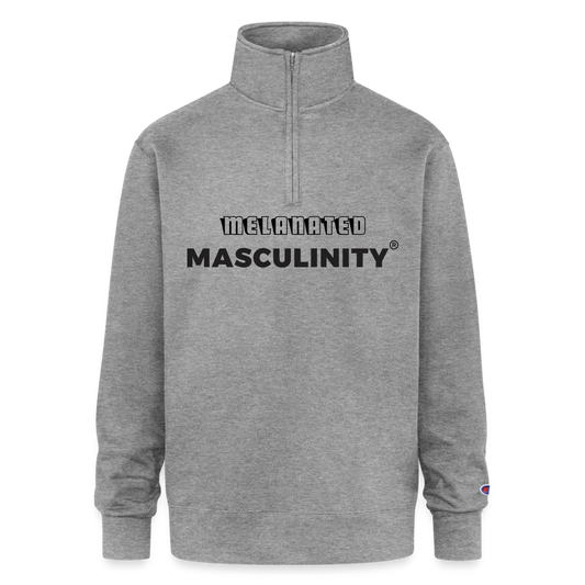 Melanated Masculinity Neck up/Zip up Sweater - heather gray