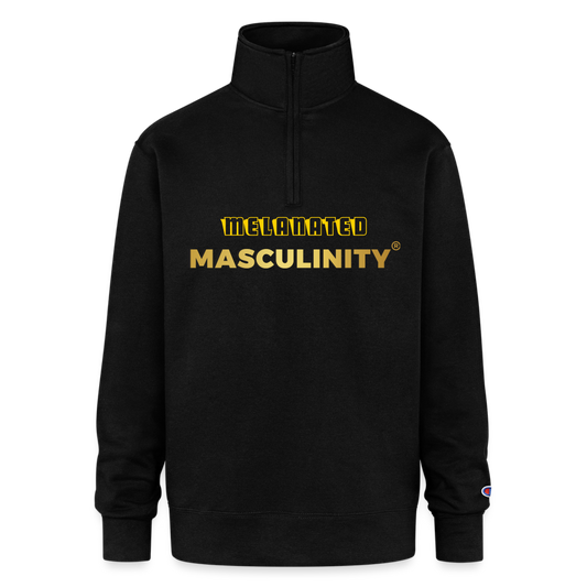 Melanated Masculinity Neck up/Zip up Sweater - black