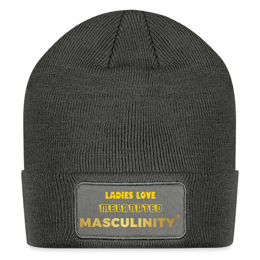 "Ladies Love" Melanated Masculinity Patch Beanie - charcoal grey