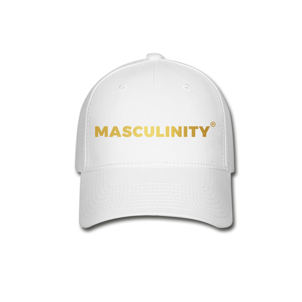MASCULINITY SLOGAN FITTED CAP - white