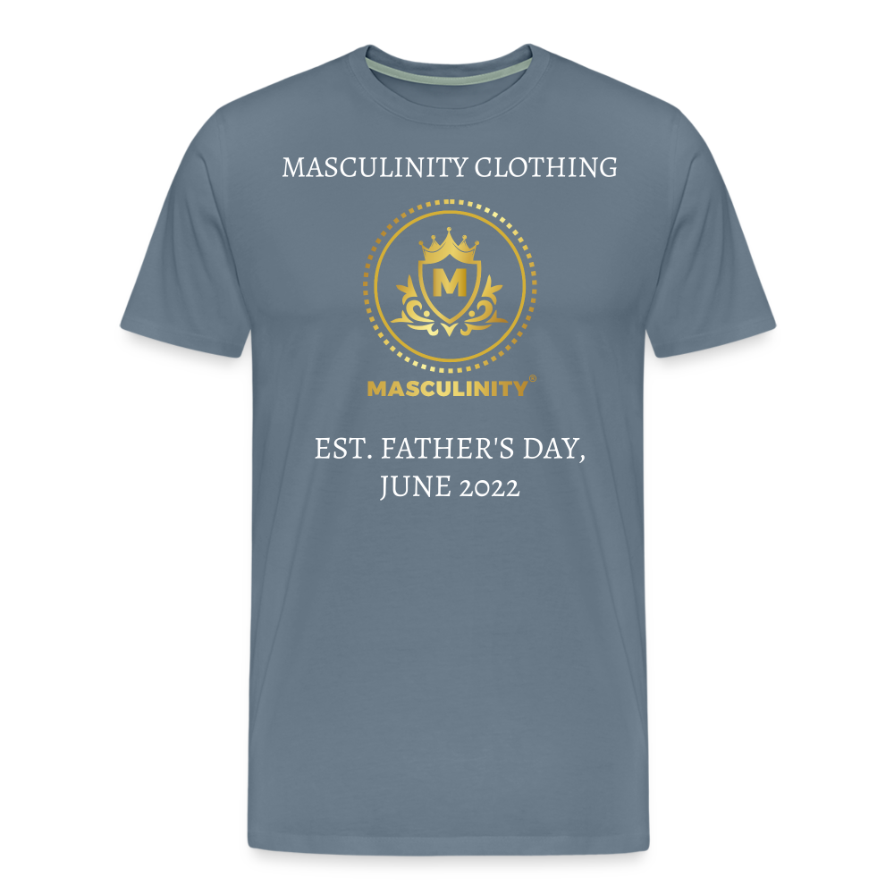 MASCULINITY T-SHIRT EST. FATHER'S DAY, JUNE 2022 - steel blue